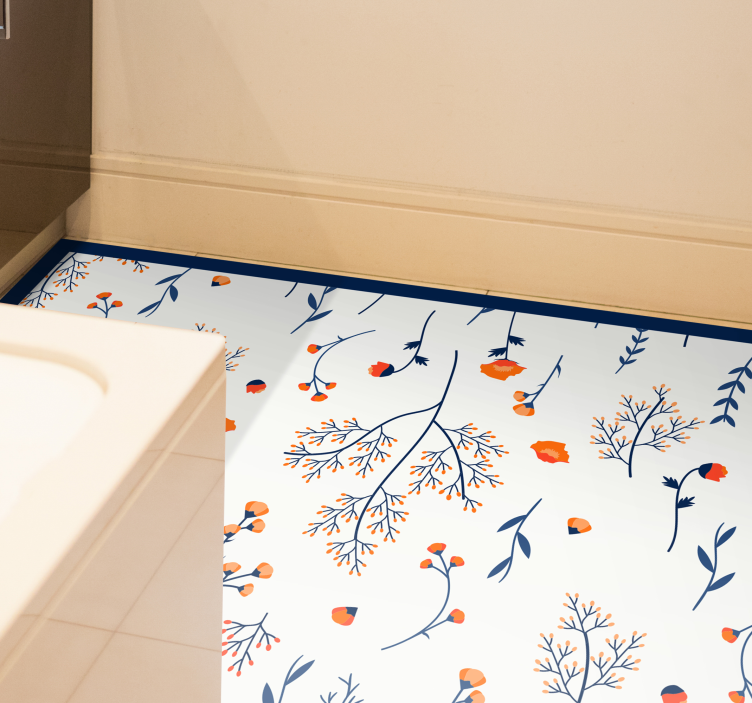 άγριο λουλούδι μοτίβο πλακάκια δαπέδου κουζίνας - TenStickers