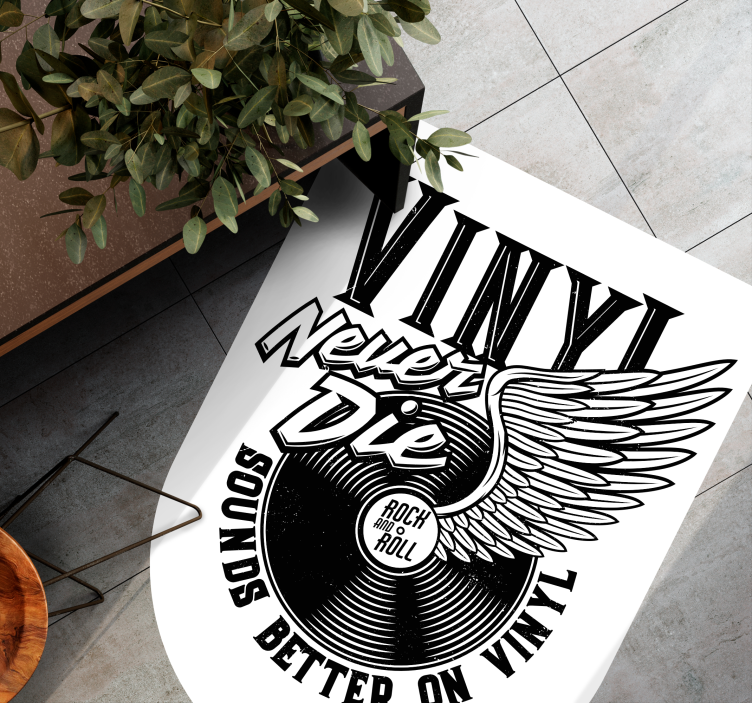 φτερωτός δίσκος βινυλίου με χαλί κρεβατοκάμαρας με κείμενο - TenStickers