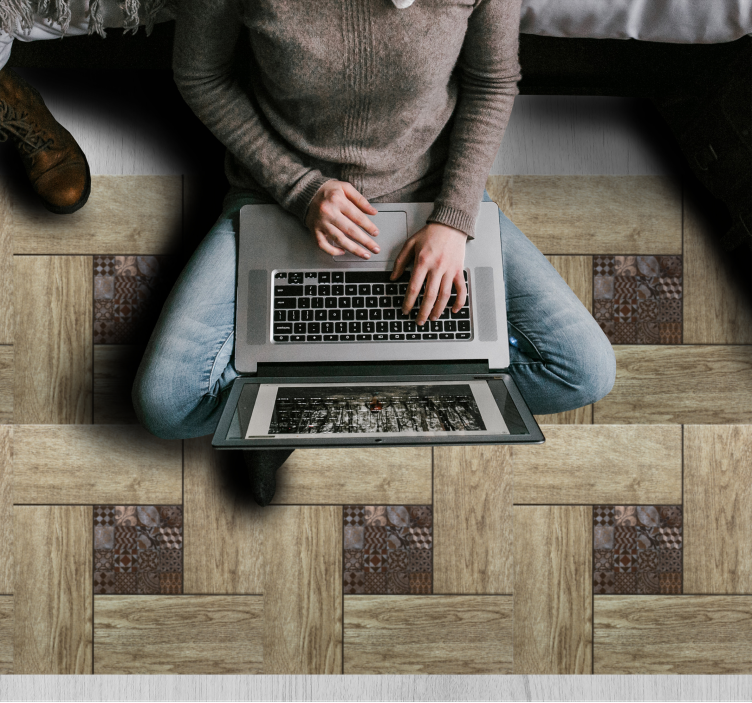 ξύλινα πλακάκια με υφή ξύλινο χαλί βινυλίου - TenStickers