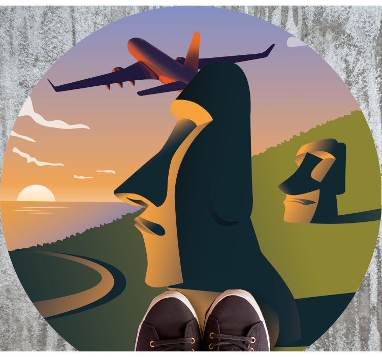 κυκλικό χαλί ηλιοβασίλεμα στο νησί του Πάσχα - TenStickers