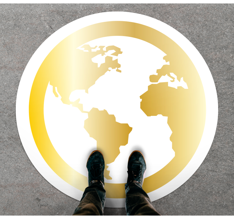 χαλί παγκόσμιου χάρτη μοτίβο χρυσής σφαίρας - TenStickers