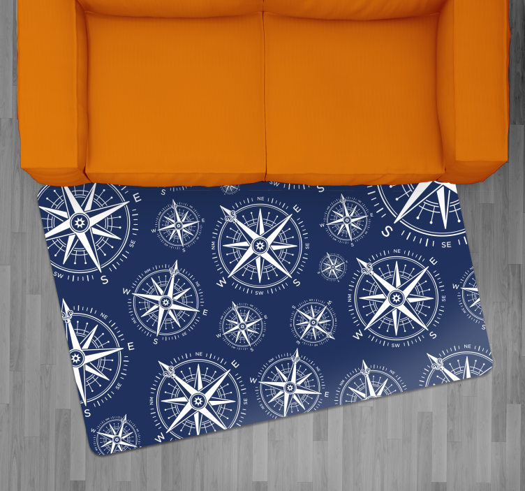 χαλί παγκόσμιου χάρτη μοτίβο ναυτικής πυξίδας - TenStickers