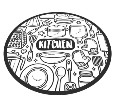 Doodle γκρι εργαλεία δάπεδο κουζίνας - TenStickers