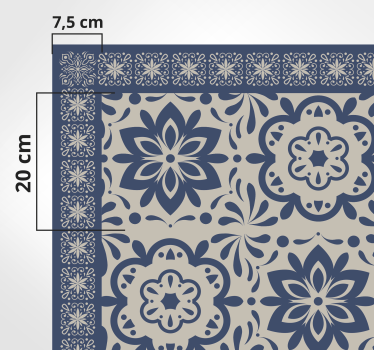 μπλε υδραυλικό floral θέμα πλακάκι χαλάκι - TenStickers