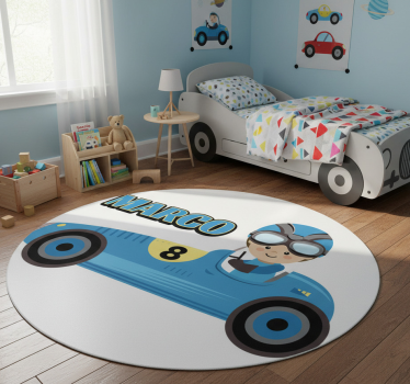 Παιδικό χαλί δαπέδου αυτοκίνητο formula 1 με όνομα - TenStickers