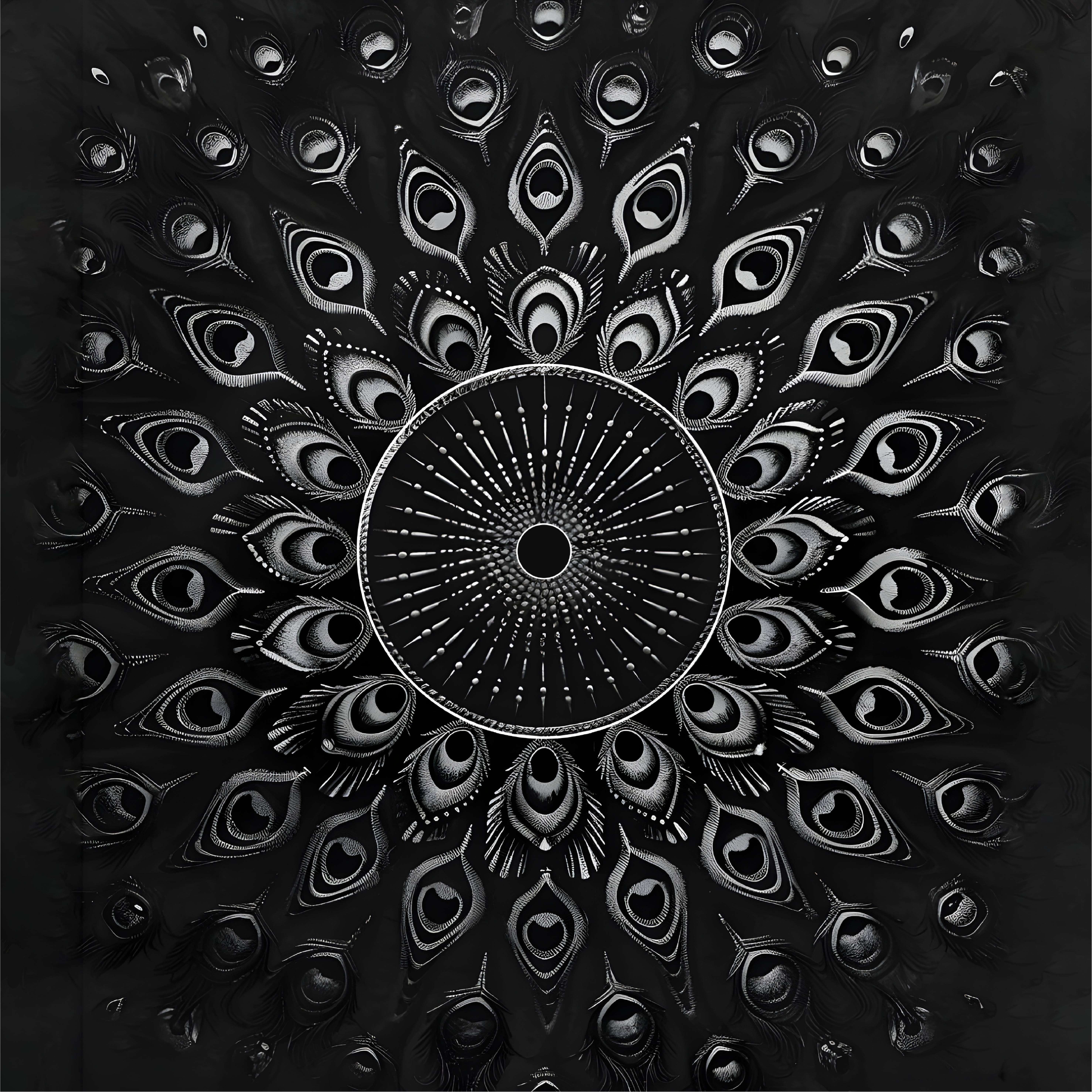 μαύρο χαλί φτερά παγωνιού - TenStickers