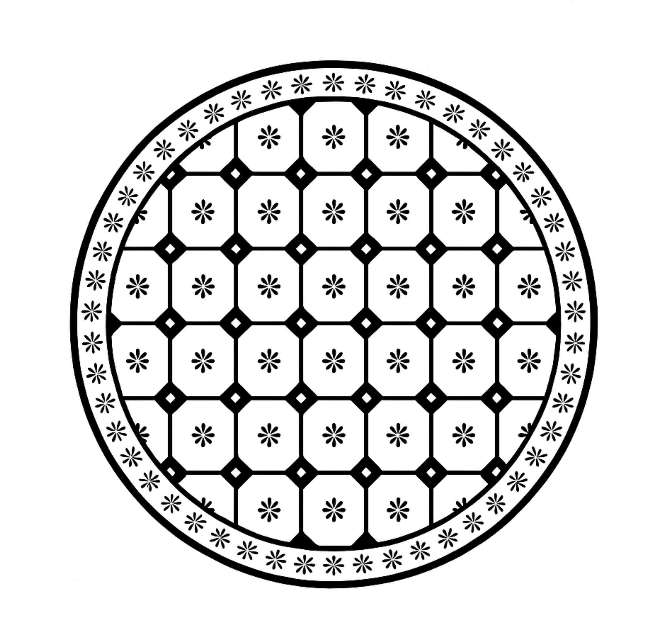 Βινυλιακό χαλί τραπεζαρίας ασπρόμαυρο μοτίβο πλακιδίων - TenStickers