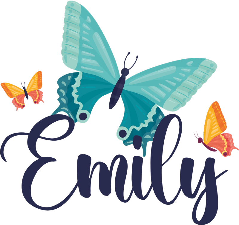 Χαλί με εκτύπωση ζώου δίχρωμες πεταλούδες με όνομα - TenStickers