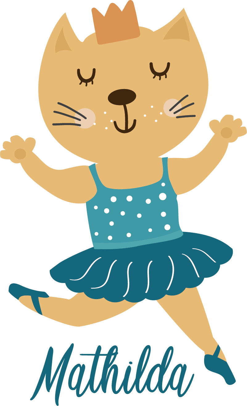 Χαλί με εκτύπωση ζώου χορευτική γάτα με όνομα - TenStickers