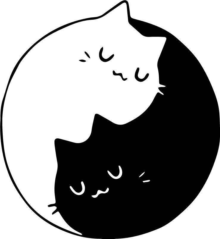 Χαλί με εκτύπωση ζώου γάτες yin yang - TenStickers