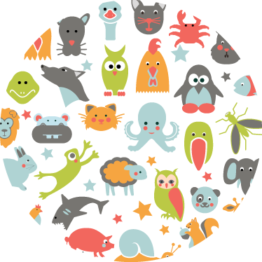 Χαλί με εκτύπωση ζώου ζώα σε κύκλο - TenStickers