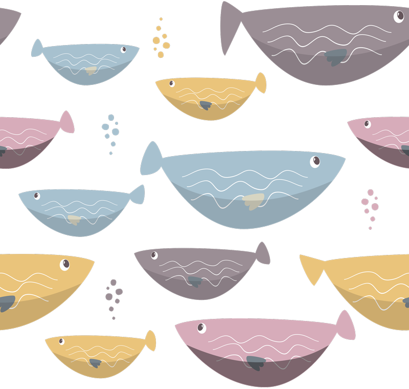 Χαλί με εκτύπωση ζώου πολύχρωμα ψαράκια για παιδιά - TenStickers