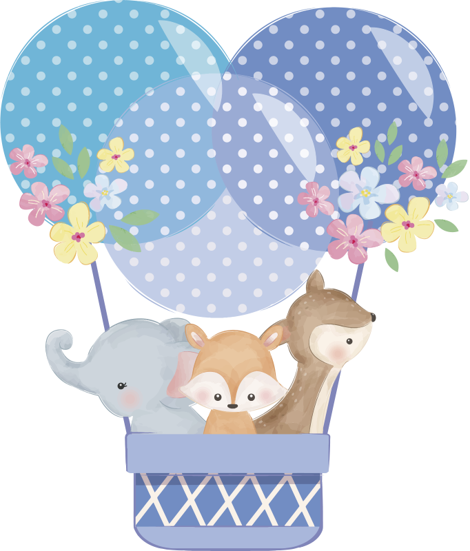 Χαλί με εκτύπωση ζώου σε υδατογραφία με αερόστατο - TenStickers