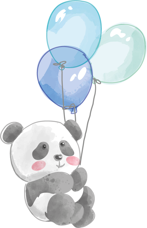 Χαλί με εκτύπωση ζώου μωρού που κρατά τρία μπαλόνια - TenStickers