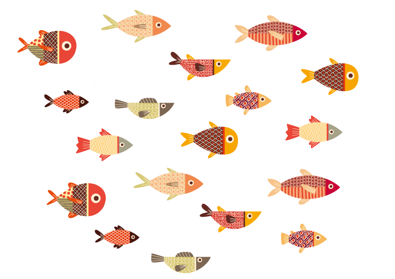 Xαλί με εκτύπωση ζώου στρογγυλά πολύχρωμα ψάρια - TenStickers