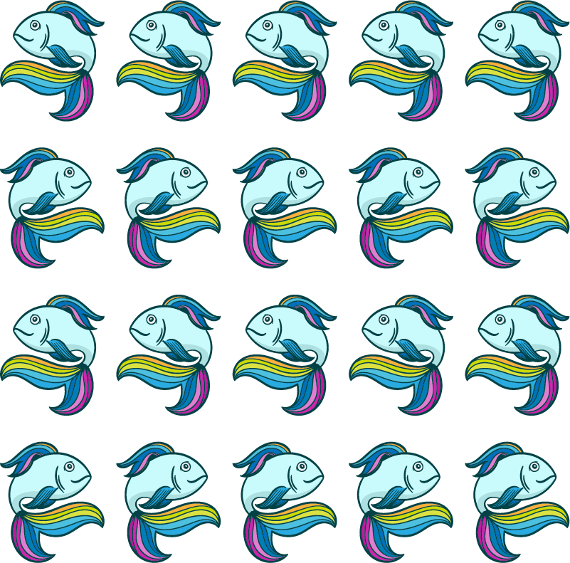 Χαλί με εκτύπωση ζώου ψάρι μπλε νέον - TenStickers