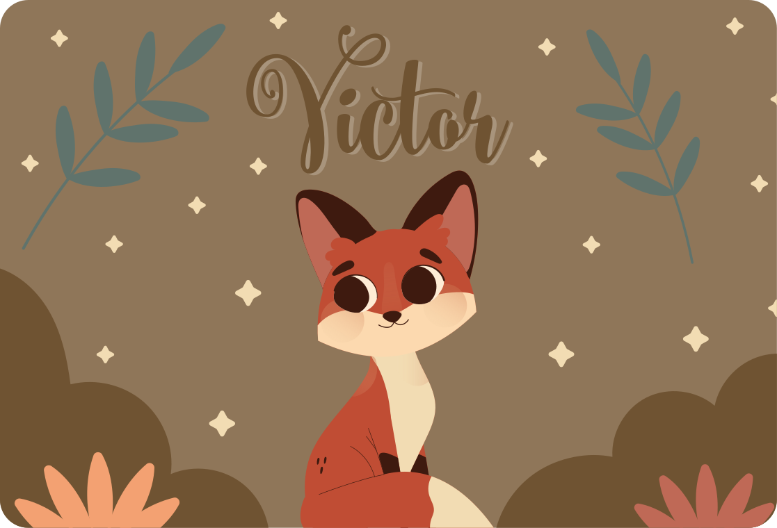 Χαλί με εκτύπωση ζώου όμορφος αλεπούς για αγόρι με όνομα - TenStickers