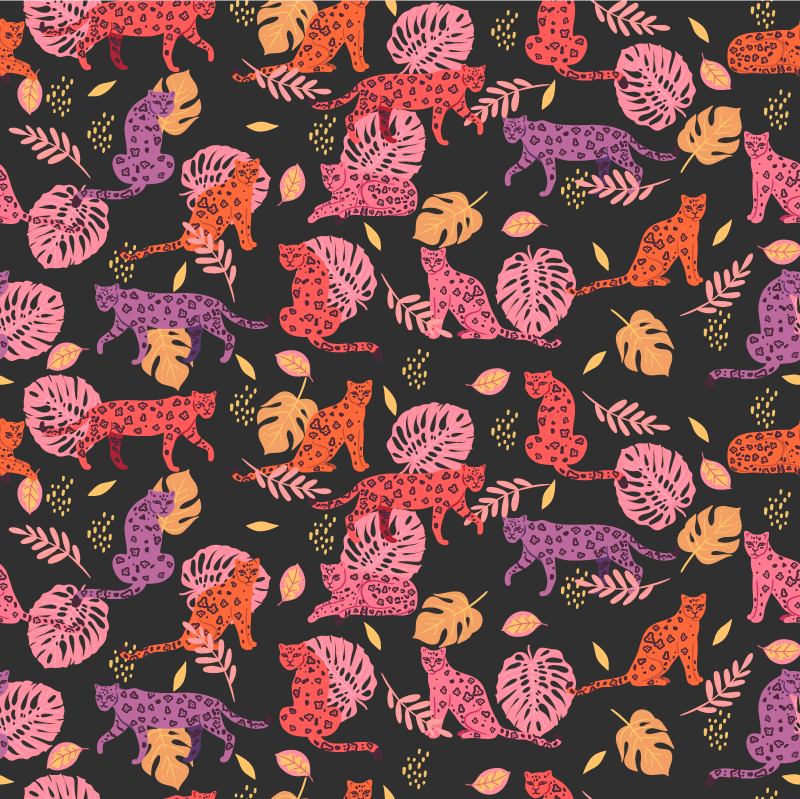 Χαλί με εκτύπωση ζώου τροπικού και λεοπάρδαλης στυλ - TenStickers