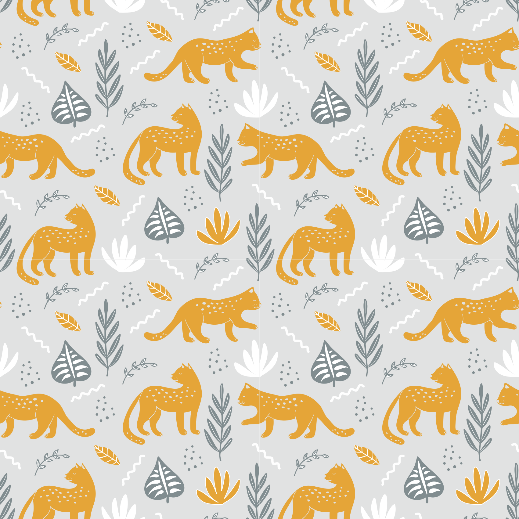 Χαλί με εκτύπωση ζώου σχέδιο λεοπάρδαλης σε ανοιχτό φόντο - TenStickers