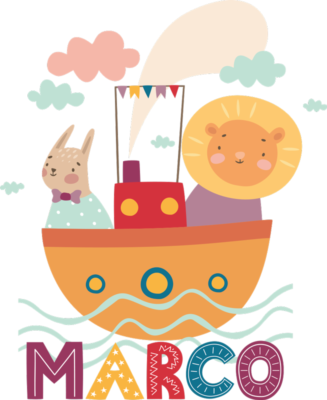 Χαλί με εκτύπωση ζώου ζώα σε βάρκα - TenStickers