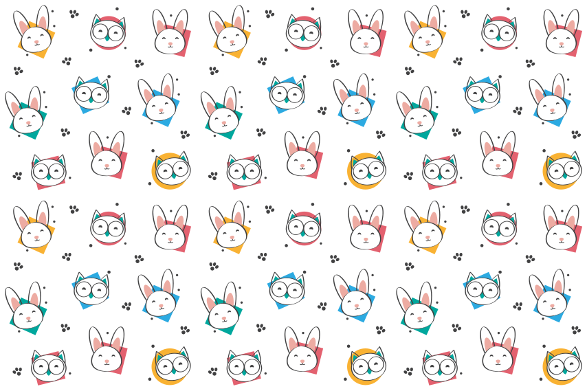 Χαλί με εκτύπωση ζώου σχέδιο κουκουβάγιας και λαγού - TenStickers