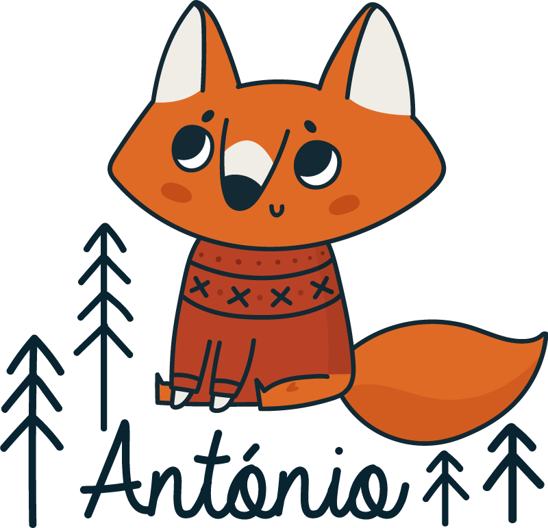 Χαλί με εκτύπωση ζώου Βόρειος αλεπού με όνομα - TenStickers