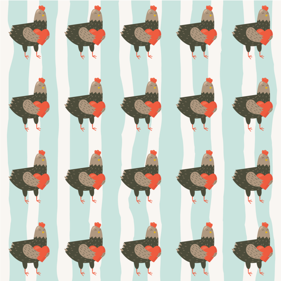 Χαλί με εκτύπωση ζώου λευκές ρίγες και κόκορες - TenStickers