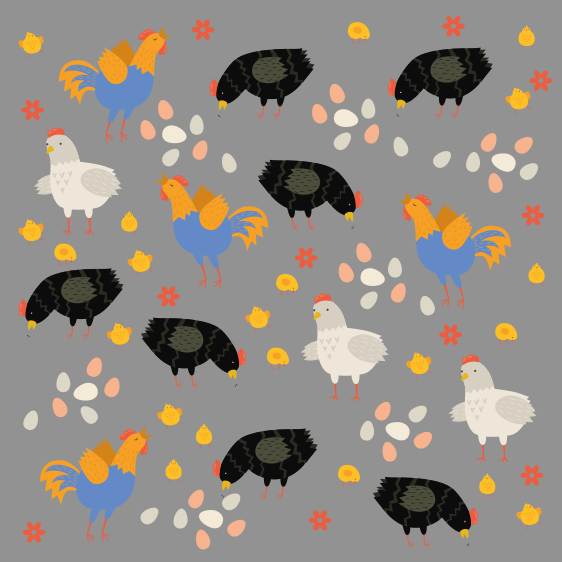 Xαλί με εκτύπωση ζώου σχέδιο κοτόπουλων σε κλουβί - TenStickers