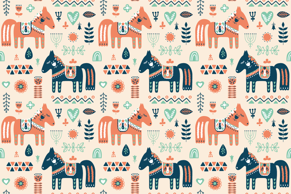 Xαλί με εκτύπωση ζώου φύλλα nordic σε μπεζ φόντο - TenStickers