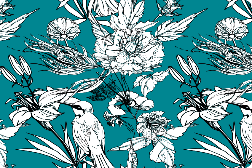 Xαλί με εκτύπωση ζώου λευκών άγριων πουλιών σχέδιο - TenStickers