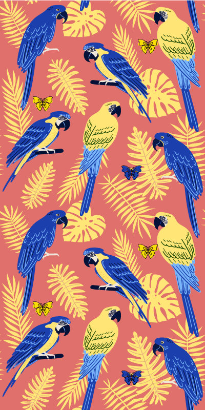 Χαλί με εκτύπωση ζώου Παπαγάλοι και πεταλούδες - TenStickers