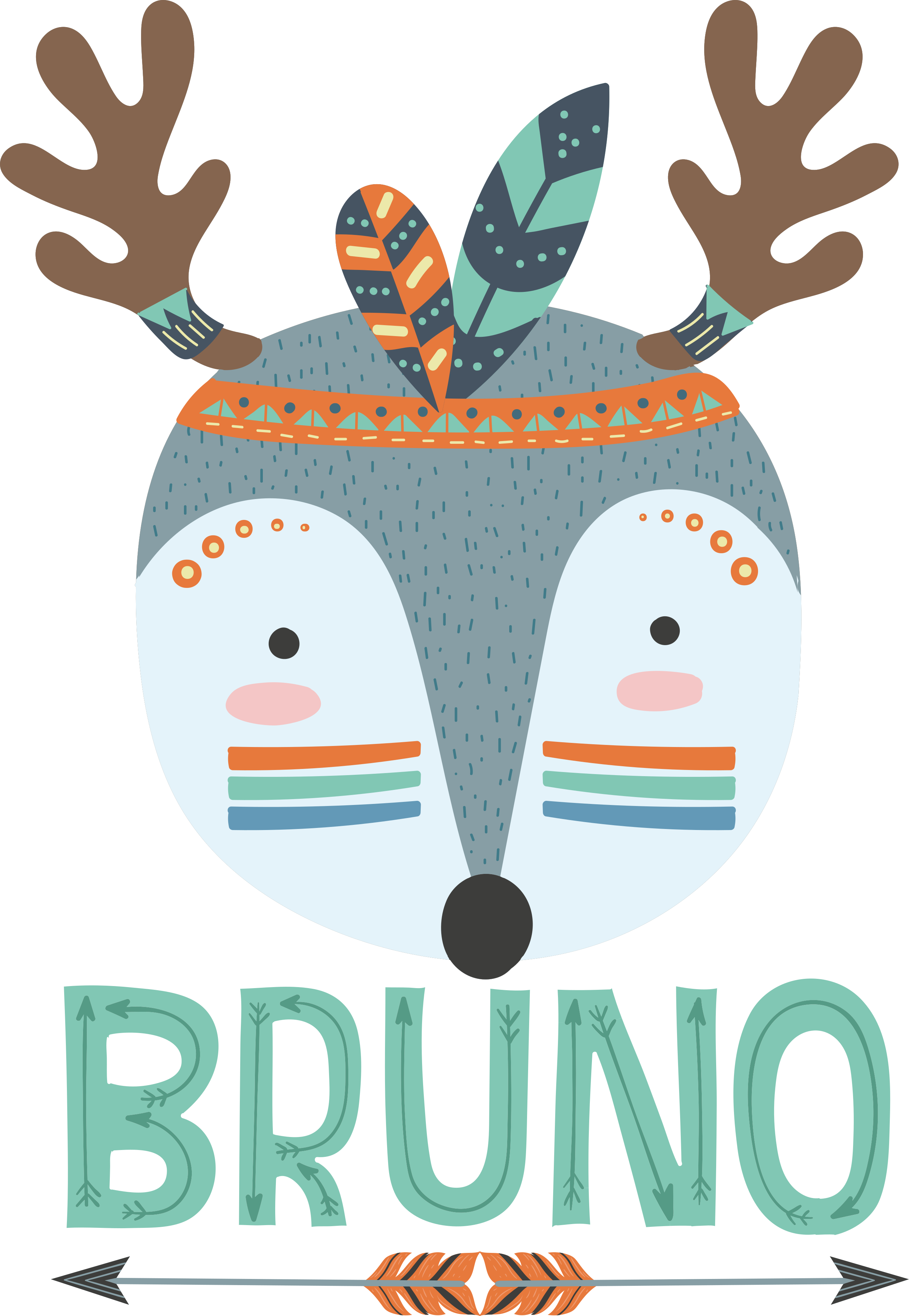 Χαλί με εκτύπωση ζώου Νορβηγικό ελάφι με όνομα - TenStickers