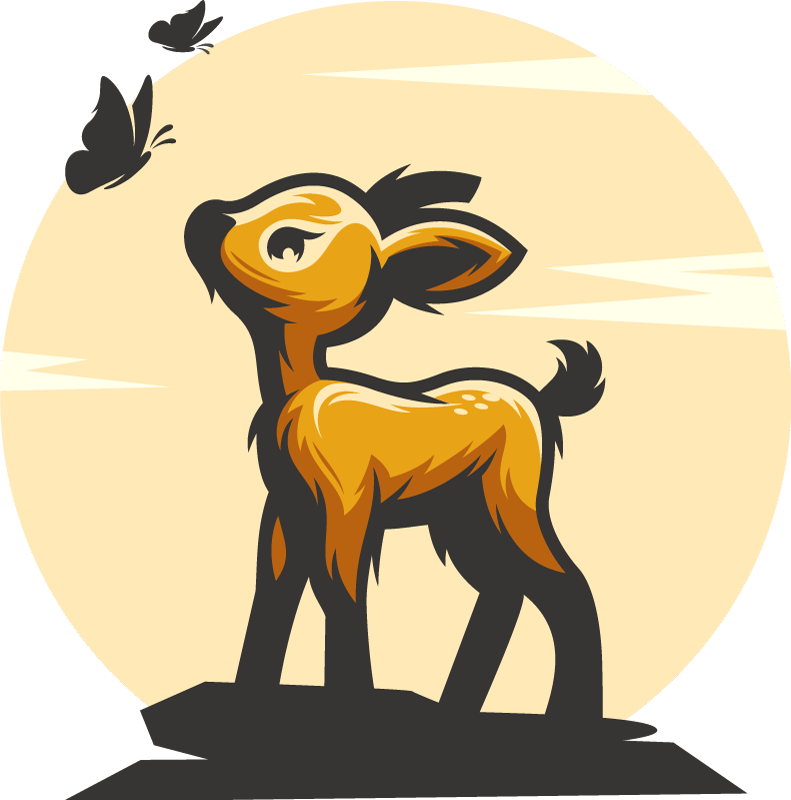 Χαλί με εκτύπωση ζώου Ελάφια και Πεταλούδες - TenStickers