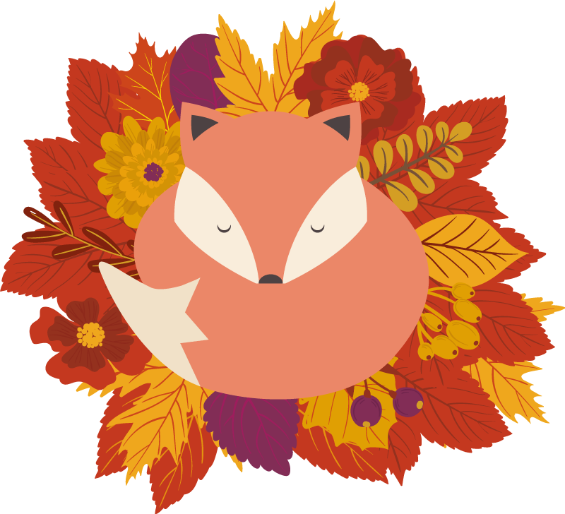 Χαλί με εκτύπωση ζώου Αλεπού με Φύλλα - TenStickers