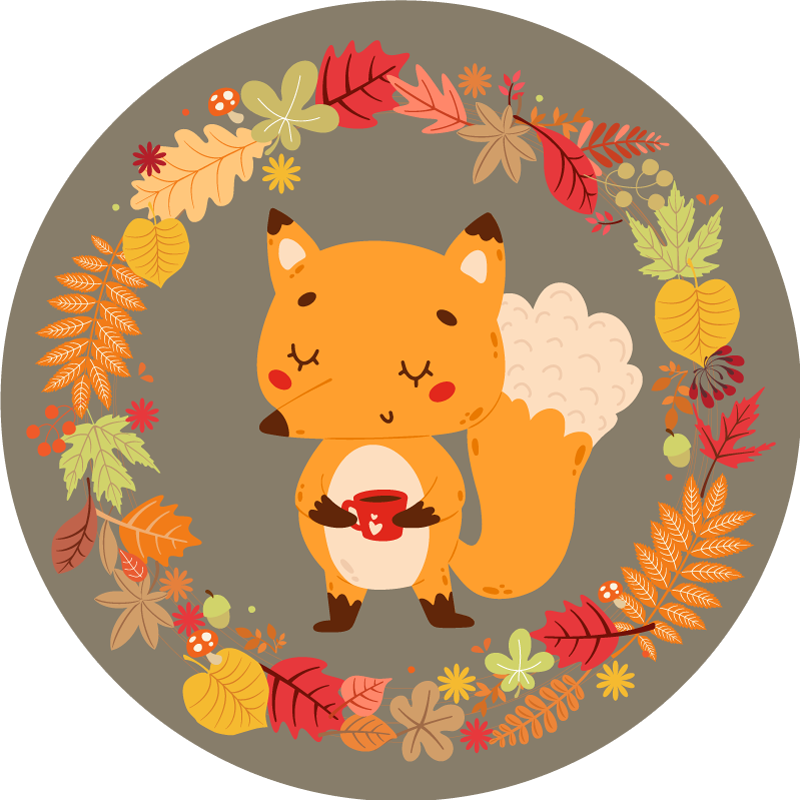 Χαλί με εκτύπωση ζώου και γοητευτική γλυπτική αλεπού - TenStickers