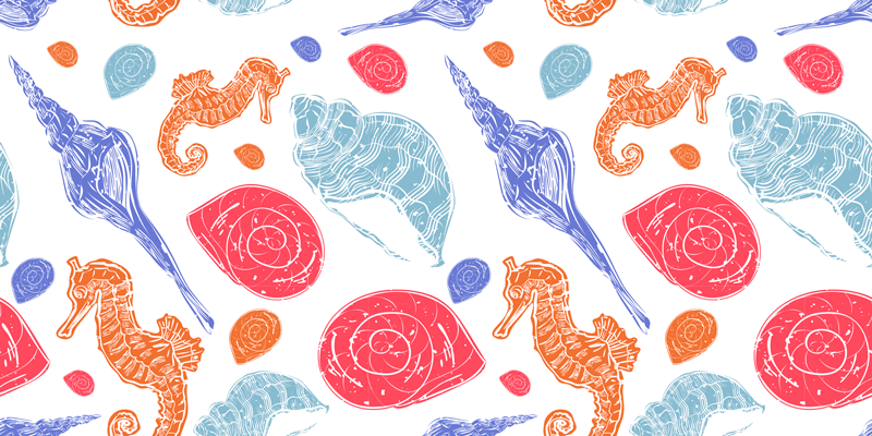 Xαλί με εκτύπωση ζώου Πολύχρωμα Θαλάσσια Πλάσματα - TenStickers