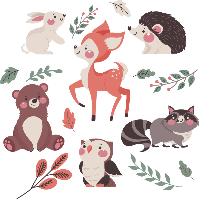 Χαλί με εκτύπωση ζώου Μαγεμένοι Ζωικοί Σύντροφοι - TenStickers