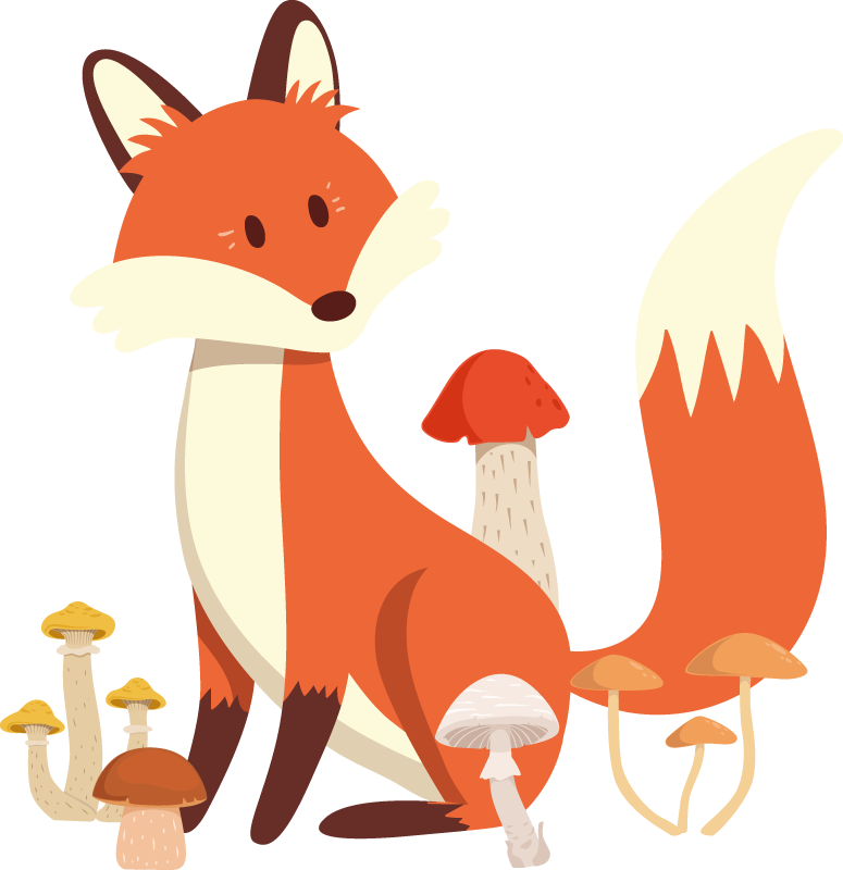 Χαλί με εκτύπωση ζώου με παιχνιδιάρικο σχέδιο αλεπούς - TenStickers