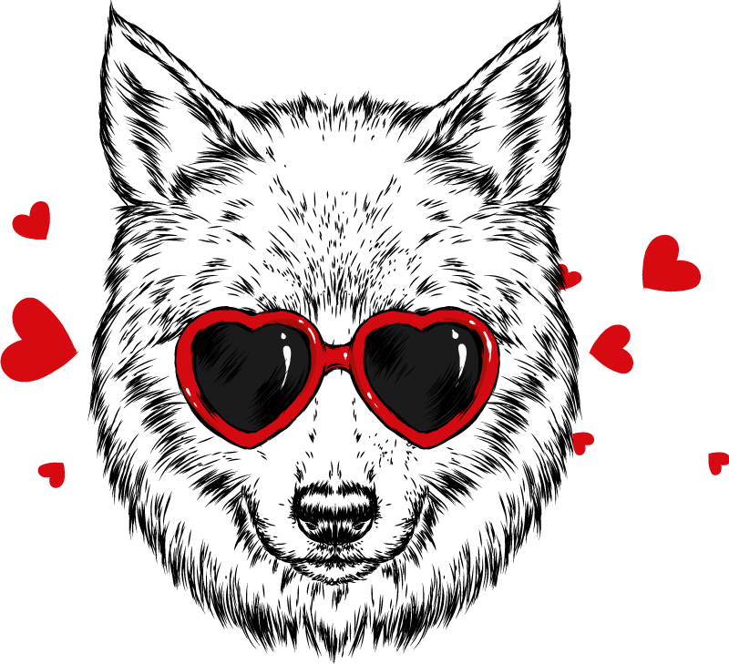 Χαλί με εκτύπωση ζώου Σήμα Παιχνιδιάρικου Λύκου - TenStickers