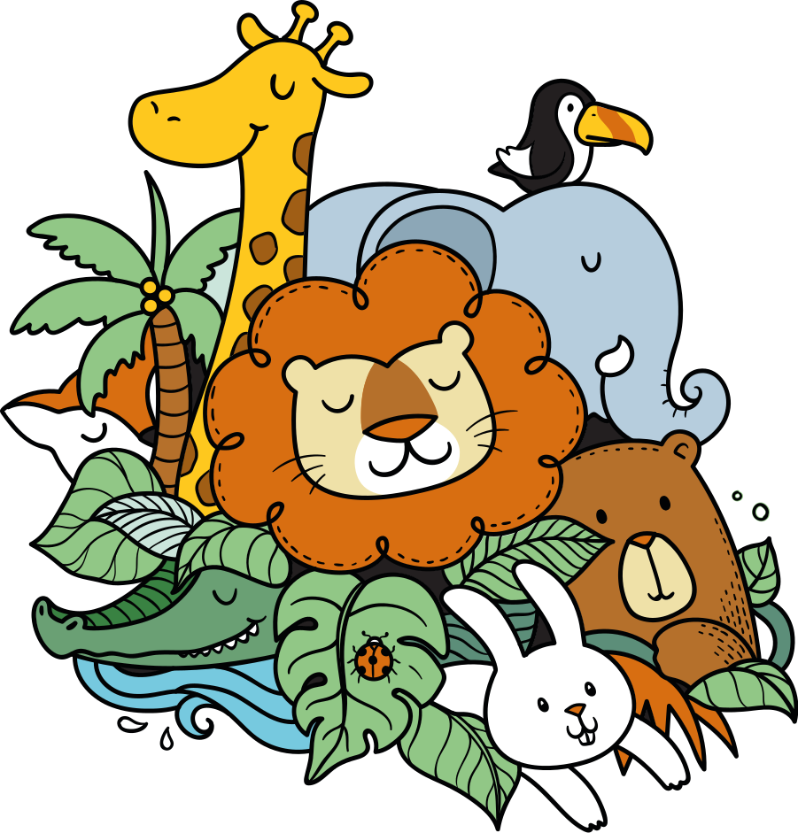 Xαλί με εκτύπωση ζώου Διασκεδαστική Σκηνή Ζώων - TenStickers