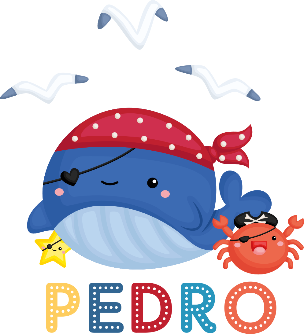 Χαλί με εκτύπωση ζώου Χαριτωμένος Πειρατής Φάλαινα - TenStickers