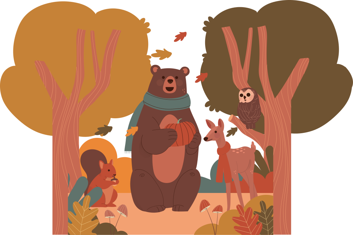 Xαλί με εκτύπωση ζώου Φθινοπωρινά Δασικά Πλάσματα - TenStickers