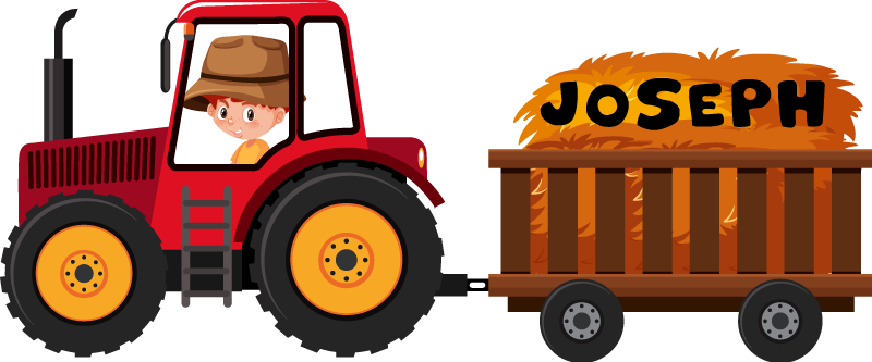 Χαλί με εκτύπωση ζώου και τρακτέρ με άχυρο - TenStickers