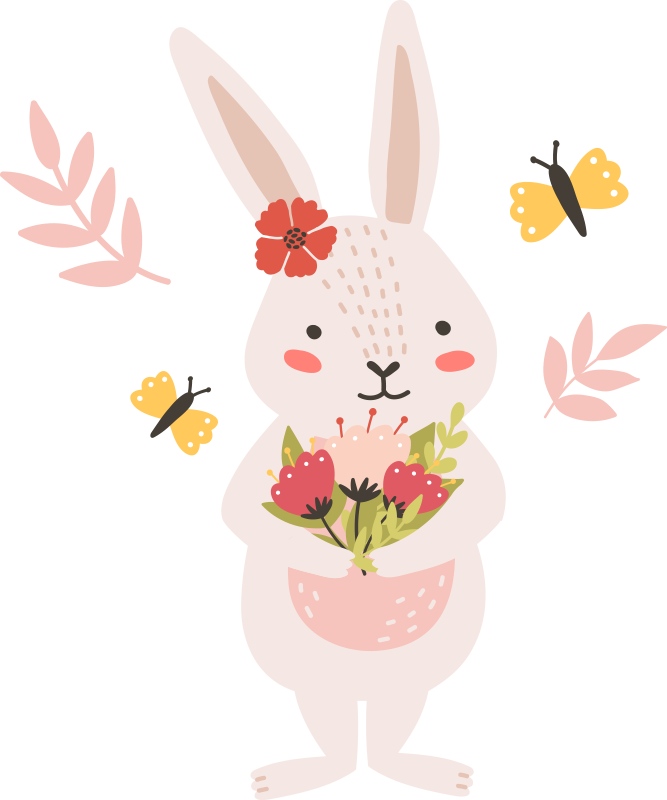 Χαλί με εκτύπωση ζώου σε χαριτωμένο σχέδιο κουνελιού - TenStickers