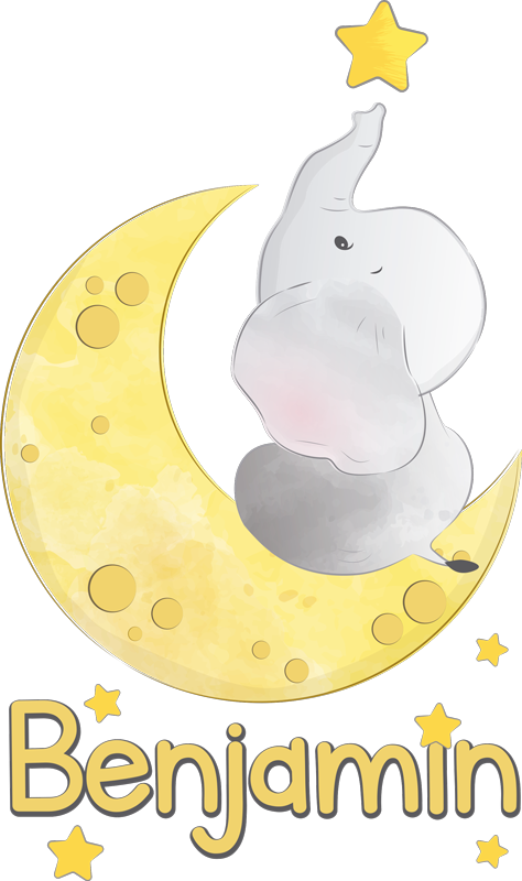 Xαλί με εκτύπωση ζώου φεγγάρι και αστέρια με όνομα - TenStickers