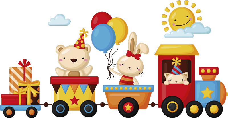 Χαλί με εκτύπωση ζώου τρένο με ζώα - TenStickers