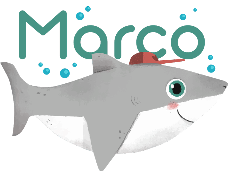 Χαλί με εκτύπωση ζώου μωρού καρχαρία με όνομα - TenStickers