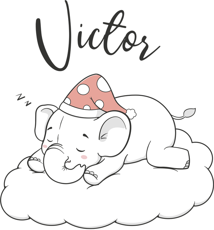 Χαλί με εκτύπωση ζώου ελέφαντας στα σύννεφα με όνομα - TenStickers