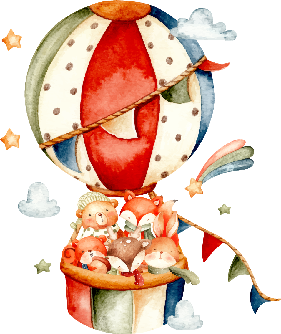 Χαλί με εκτύπωση ζώου σε πολύχρωμα αερόστατα - TenStickers