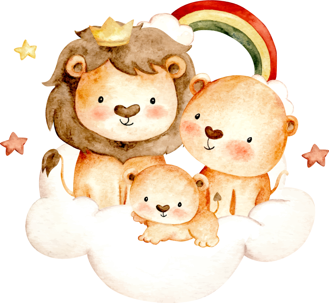 Χαλί με εκτύπωση ζώου μωρών με αστέρια και σύννεφα - TenStickers